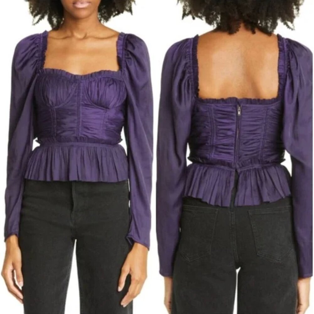 NWT - Ulla Johnson Mia bustier top - Gorgeous Dark Purple Eggplant Silky Satin - Picture 4 of 5